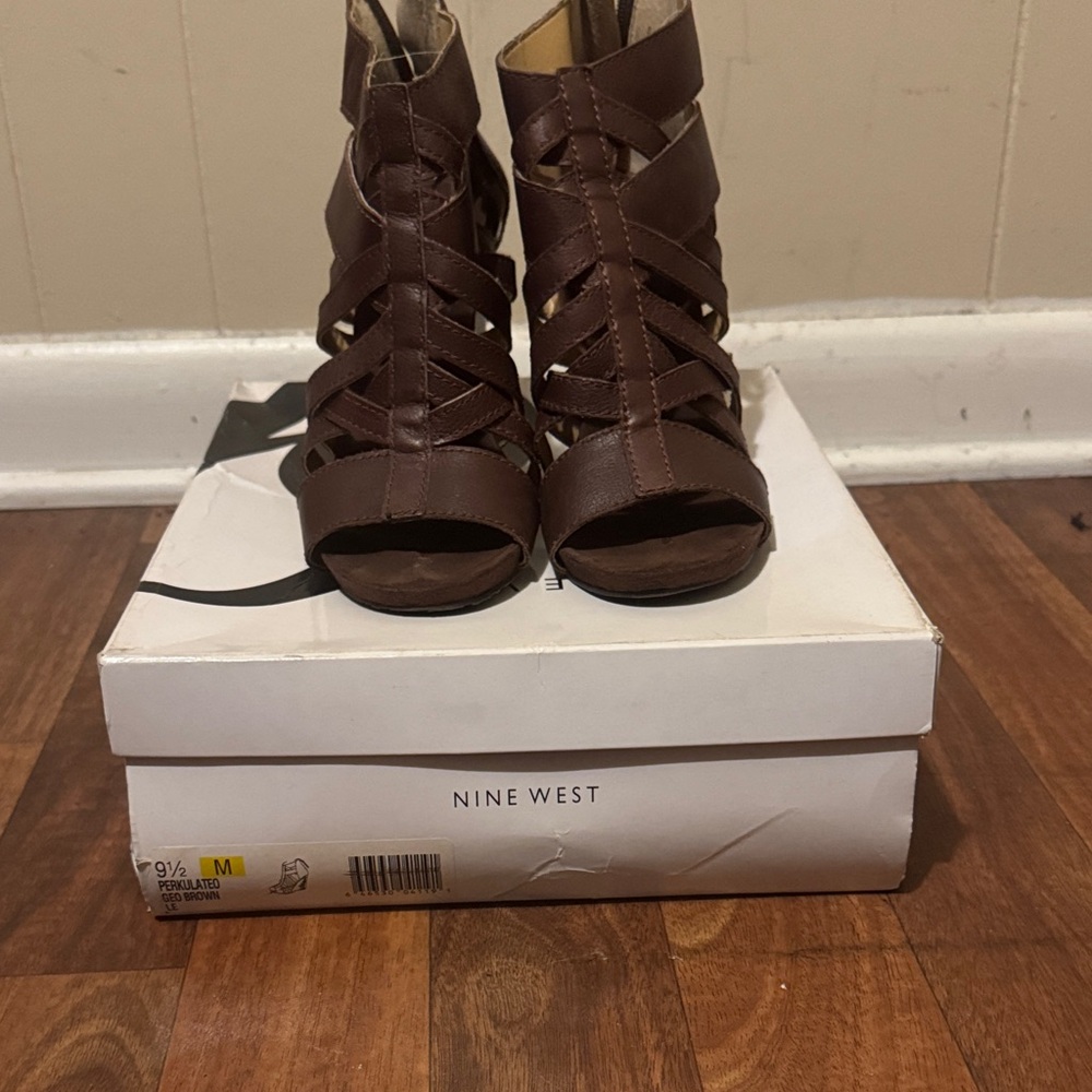 Nine West Dark Brown Strappy Heels